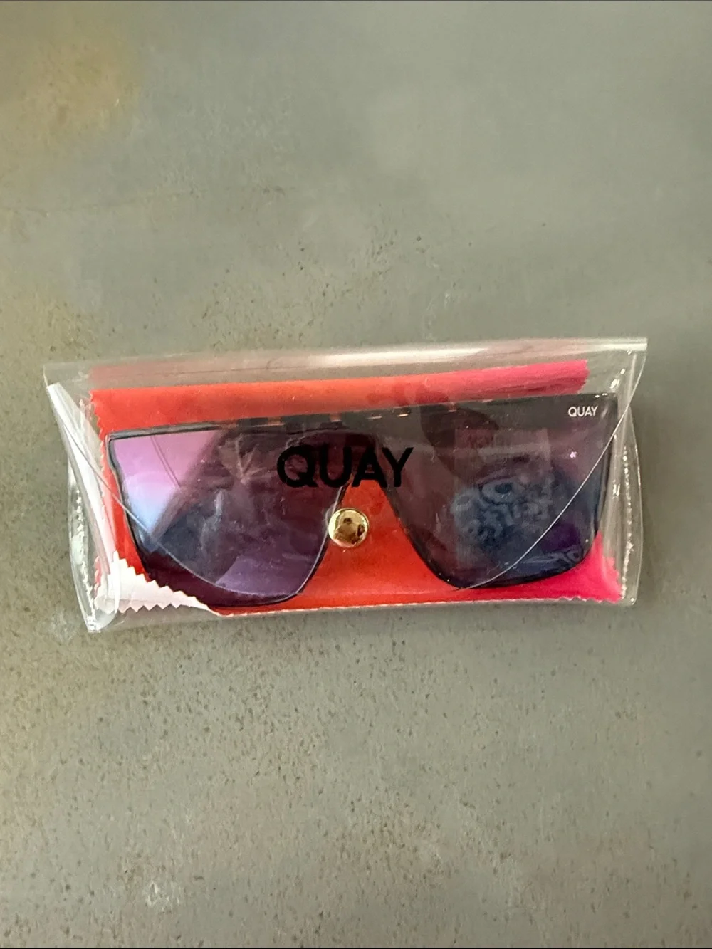 Quay Australia Purple Gradient Shield Sunglasses with Pink Case